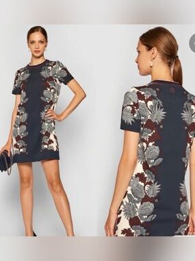NWT Tory Burch Printed T-Shirt Dress in Imperial Garnet Wonderland Vine